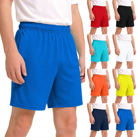 HAOTAGS Athletic Shorts for Boys and Girls(3-14) Summer Quick-Dry Performance Shorts for Running, Soccer, Training & Fitness Blue Size 7-8Years