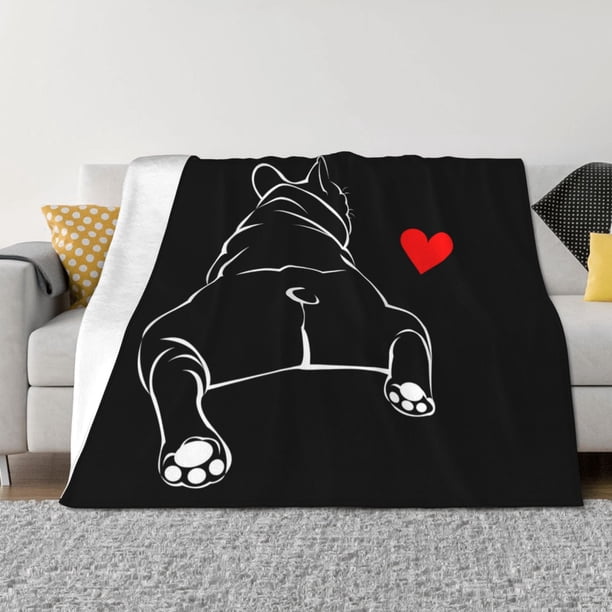 Balery Animal Bulldog Manta de Franela con Dibujo, Lujo Ultra Suave y Cálido, Antipelusa y Resistente a las Arrugas para Cama, Sofá, Camping -40"x30"