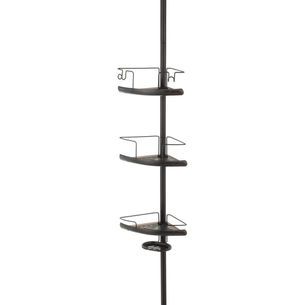 HomeZone 3 Tier Extension Pole Corner Shower Caddy with Shelves Oil Rubbed Bronze Walmart