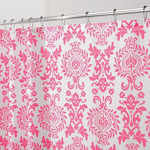 mDesign Toile Fabric Shower Curtain 72 x 72 Hot Pink