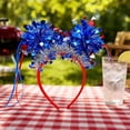 thumbnail image 2 of Patriotic Red White Blue Headband, Sparkly Tinsel & Star Hair Hoop for 4th of July Parties, 2 of 6