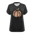 thumbnail image 4 of TKLPEHG Plus Size Halloween Pumpkin Shirt Women Fashion V Neck Fall Graphic Tee Short Sleeve Thanksgiving Gift Tops T-Shirt (Dark Gray,XXXXXL), 4 of 4