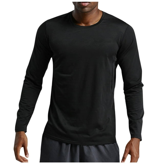 UAMVSH Chandails Raglan à Manches Longues pour Hommes, Col Ras du Cou, Décontractés, Athlétiques, en Maille, Coupe Régulière, Printemps Automne, Chandail d'Entraînement de Gym, sous-Chandails (XX-Grand, Noir)