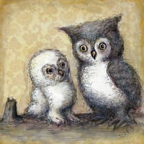 oopsy daisy canvas wall art, two little hoots, 14" x 14"