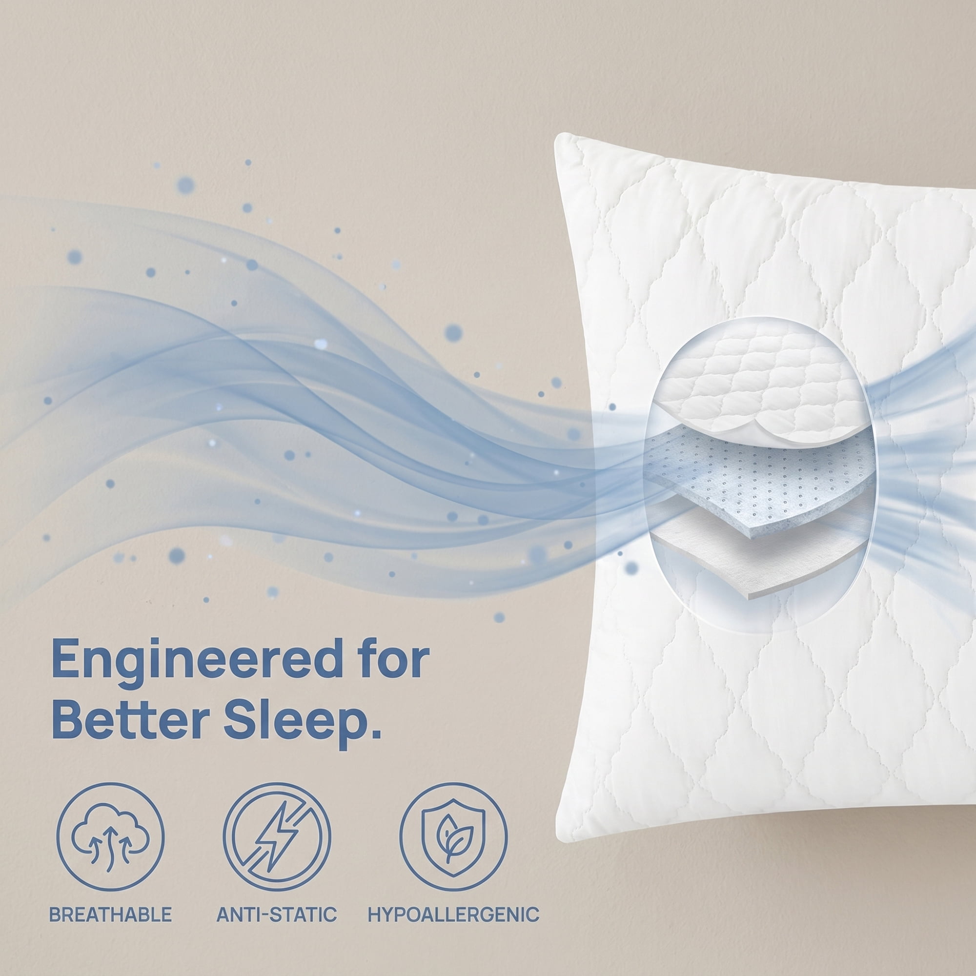 Unique Bargains Breathable Hypoallergenic Envelope Pillow Protectors Standard White 20" x 26"