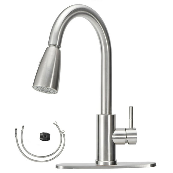 Single Handle, Pull-Out Sprayer, Modern Water Tap Stainless Steel 3/8" Kitchen Faucet