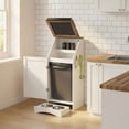 thumbnail image 3 of Dog Feeding Station with Storage, Dog Food Cabinet with 2 Hidden Feeding Bowls, Flip-Top Pet Storage Cabinet, Pet Food Holder, White Grain, 3 of 8
