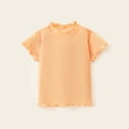 thumbnail image 2 of Feancey Toddler Girls Summer Tops Ribbed Knit Casual Kids T Shirts Ruffle Short Sleeve Crewneck Cute Tees Solid Color Tshirt Funny Gifts Orange 12 Months, 2 of 9