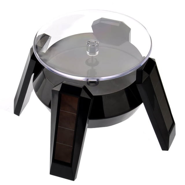 MasteelfCA Solar/AA Battery Powered 360-degree Rotating Display Stand Turntable for Cell Phone /Watch /Jewelry (Black)