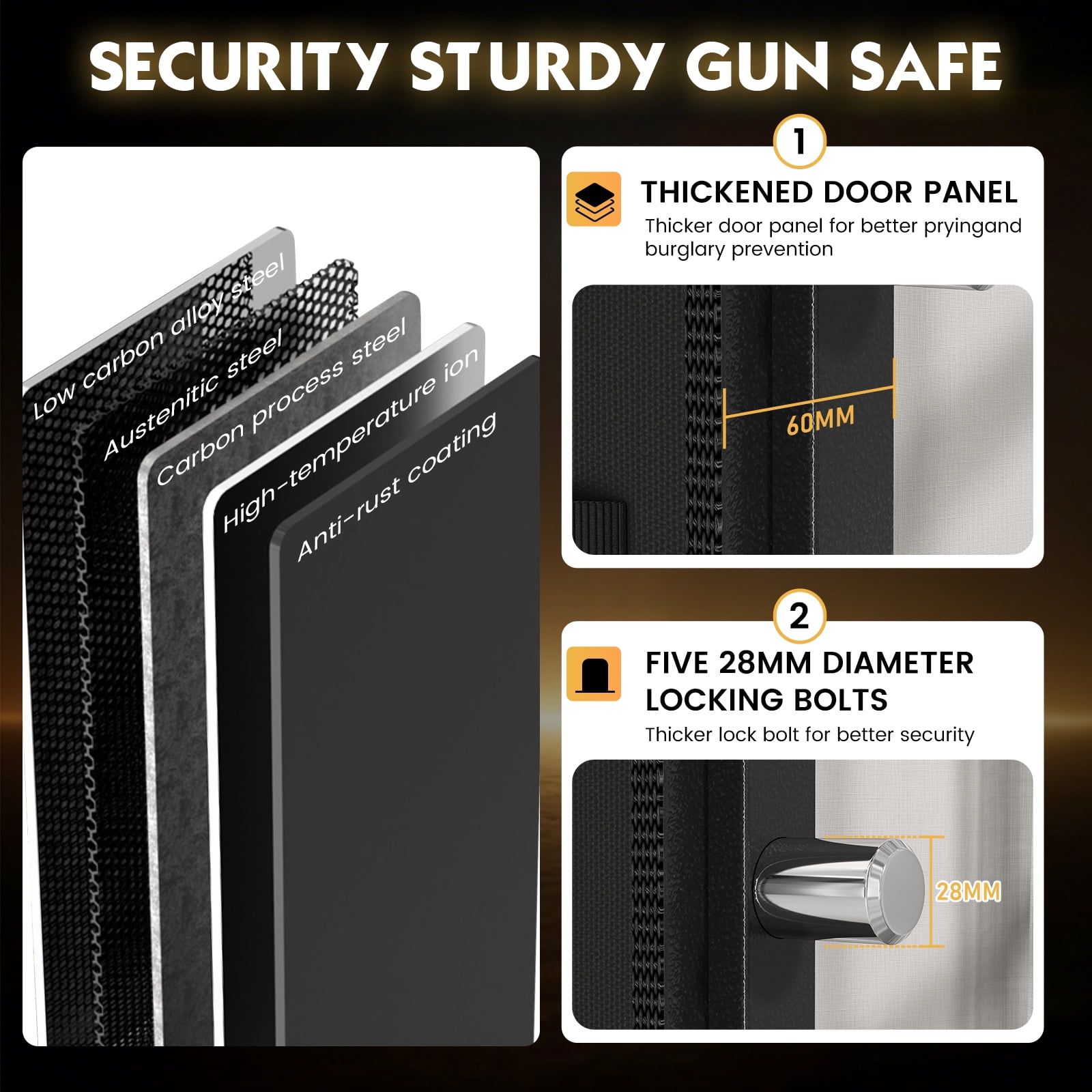 Extra Large Gun Safe for Pistol,Storage Guns (with/Without Scopes), Home Gun Cabinet with Adjustable Pegboard, Gun Safe for Home,Office, Hunting,Shooting