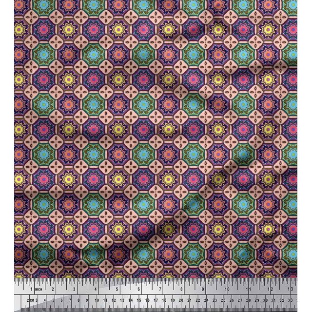 Soimoi Toile Imprimée Mandala Florale en Coton 42 Pouces de Large