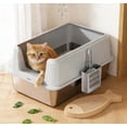 thumbnail image 2 of Historyli Stainless Steel Cat Litter Box, Large Enclosed Metal Litter Box with Lid & Scoop, Leak-Proof, Gray, 2 of 7