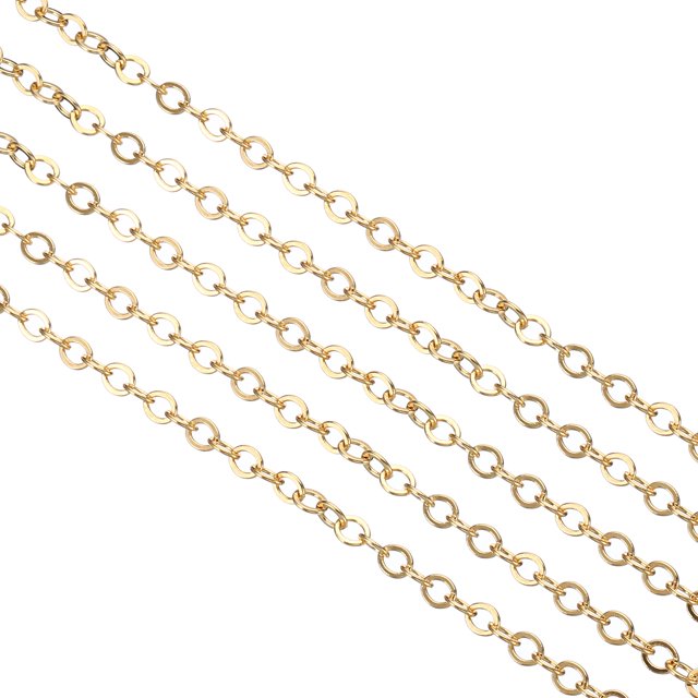 Unique Bargains Total 33 Feet Unfinished Cable Chain Round Link Chain Twisted 3.5mm for Jewelry Making, Light Golden