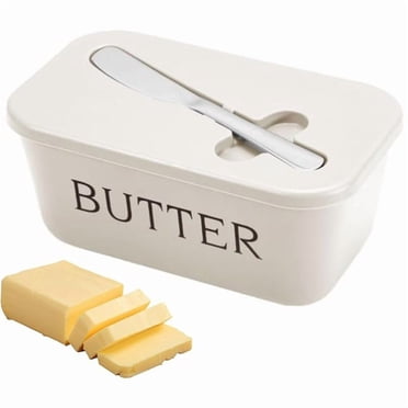 Fmxomd Large Plastic Butter Dish With Lid And Knife Food Grade Dishwasher Safe - Butter Holder Keeper With Cover For Kitchen Refrigerator - Green Butter Container