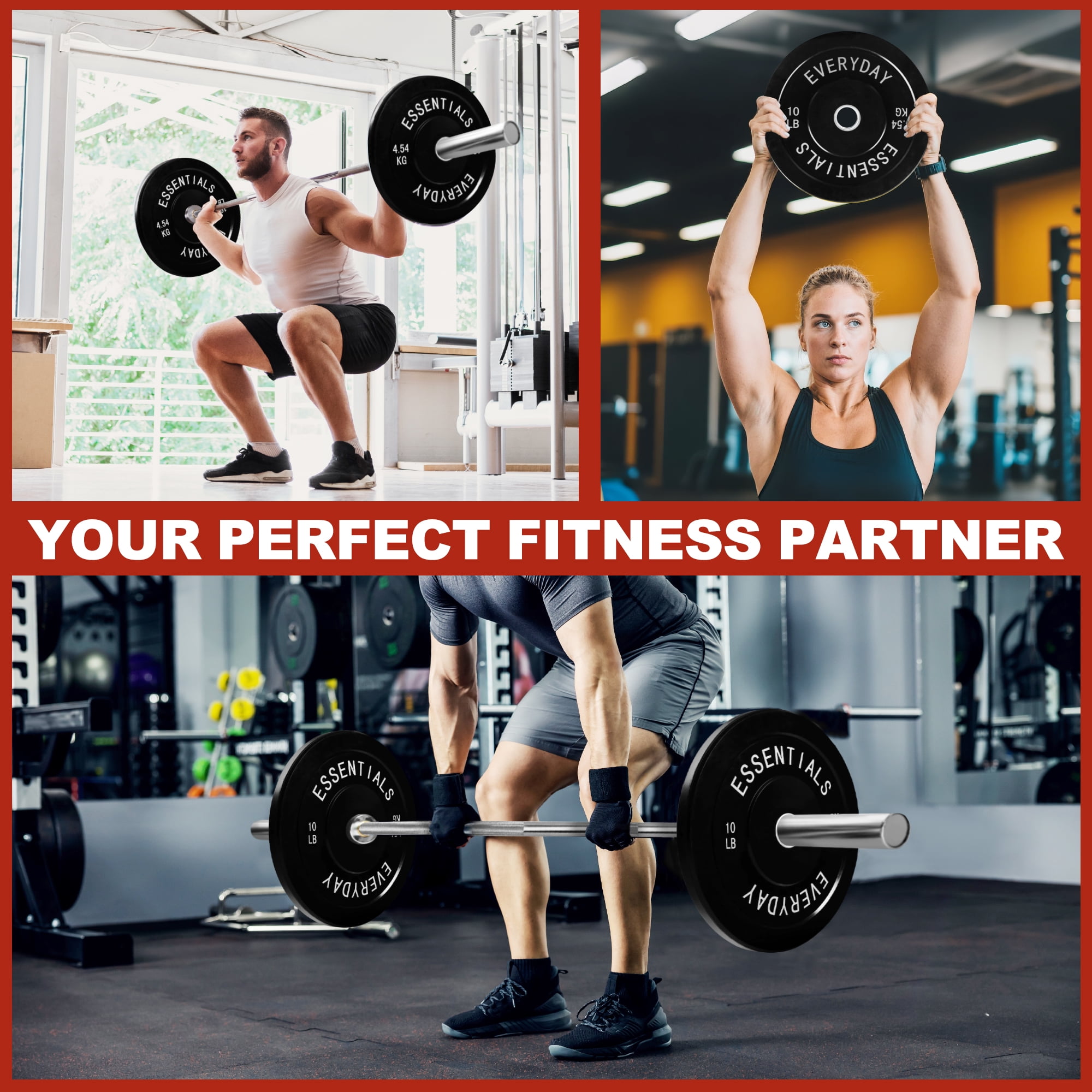 FlexWave 2-Inch Olympic Bumper Weight Plate，with Steel Hub, Black, Multiple Sizes，Single & Pair, for Strength Training & Home Gym
