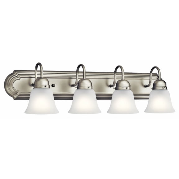 Kichler 30" 4 Light Brushed Nickel Vanity Light with Satin Etched Glass Shades