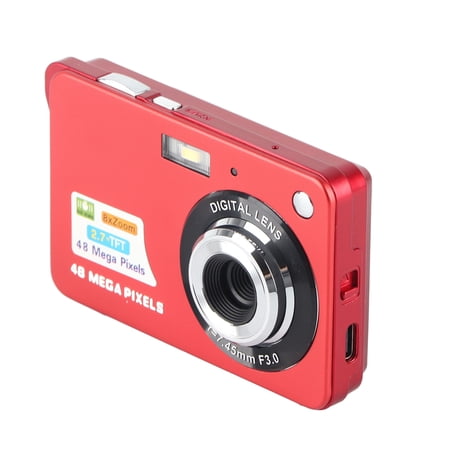 Rupoun 4K 48MP Point & Shoot Digital Camera, Anti-Shake 8X Zoom Vlogging Camera with 2.7 Inch LCD Display, Compact Portable Mini Camera for Teens Students Beginners, Red (2.7 in / 6.8 cm)