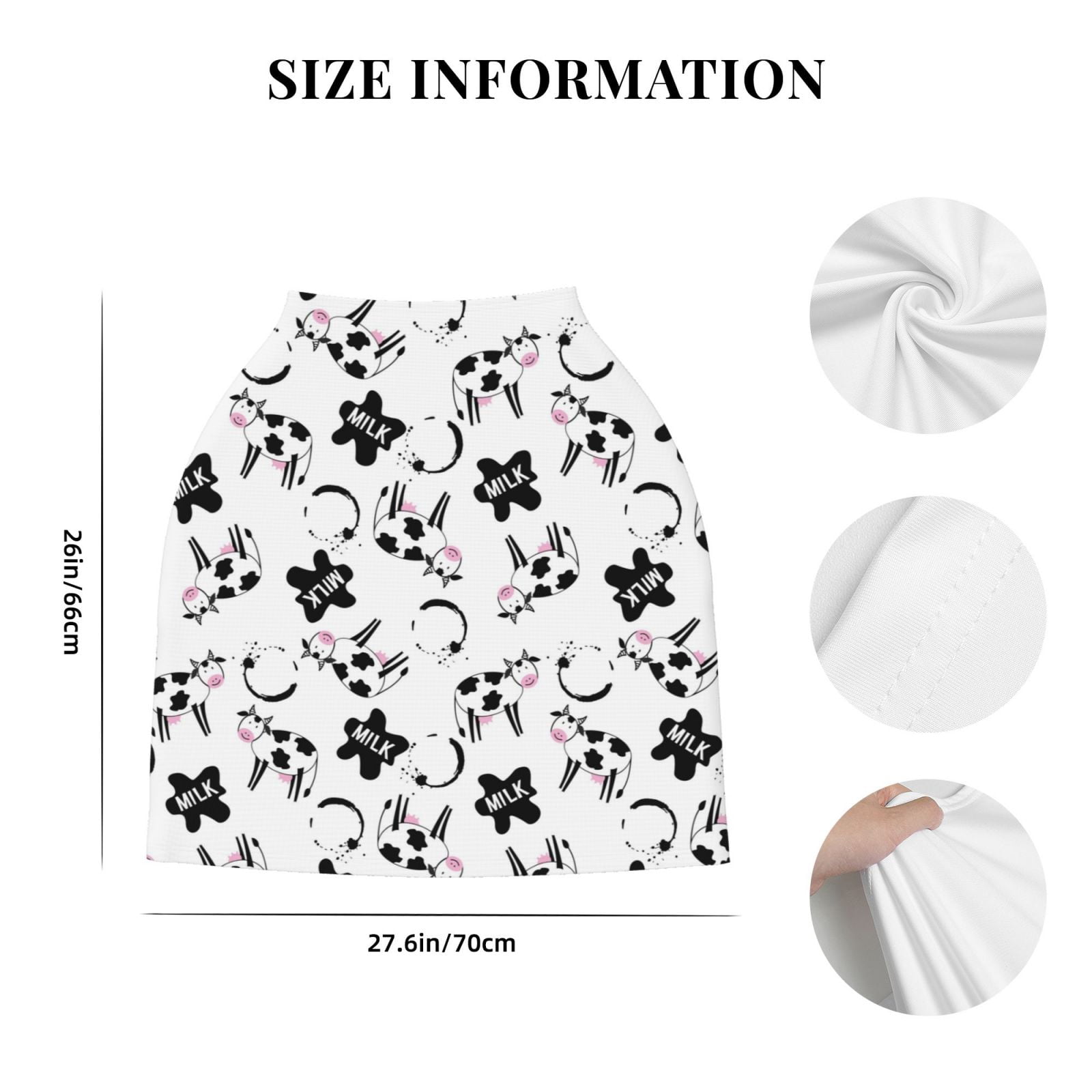 Fotbe Cute Cow and Milk Stains Pattern Car Seat Covers for Babies, Nursing Breastfeeding Cover Infant Carseat Canopy, Soft Stretchy Carrier Cover