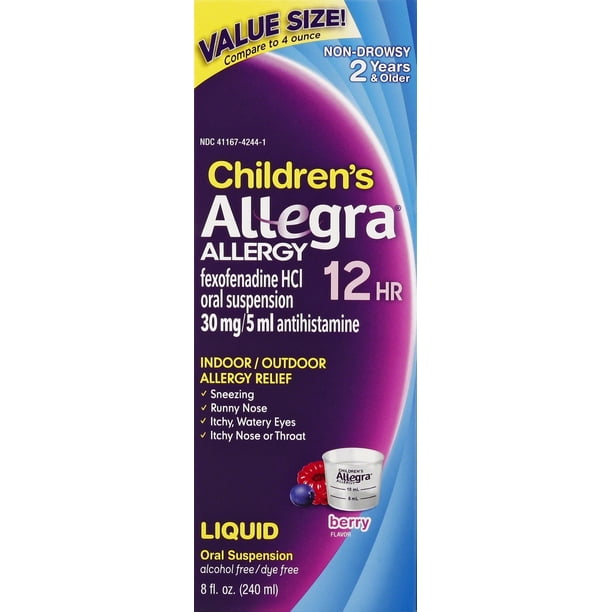 Allegra Children's 12 Hour Liquid Value Size, Berry, 8 fl oz Walmart
