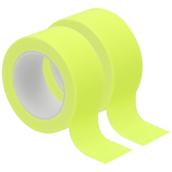 Uxcell 1 Inch x 16.4 Feet Neon Gaffer Cloth Tape, 2 Roll Fluorescent Adhesive Tape Black Light Glow Tape for Party, Yellow