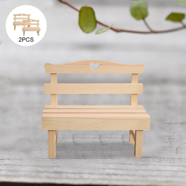 Taburete miniatura, 2 piezas Mini silla de Regalos de cumpleaños de Navidad para , Adornos de paisaje Accesorios shamjiam Mini banco de madera
