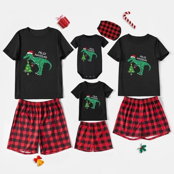 Pijamas familiares a juego de Navidad, conjunto de pijamas negros de copo de nieve, Feliz Navidad