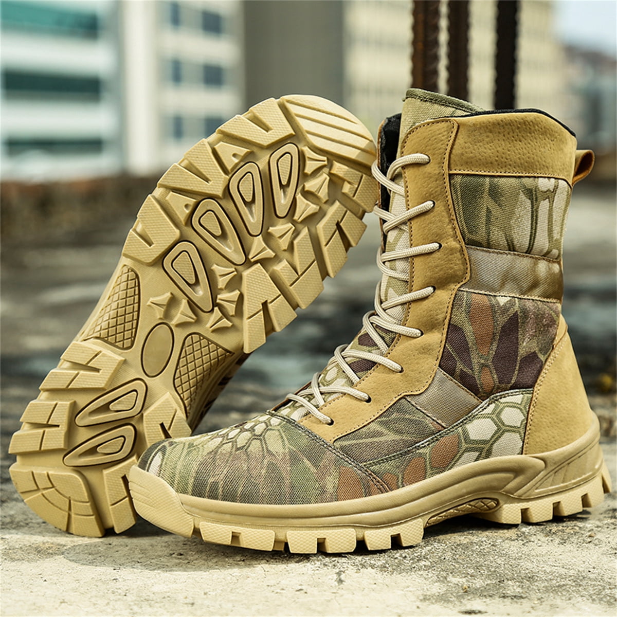 Outdoor Men's Hiking Boots Lightweight PU Leather Male Mid-leg Boots Women Trekking Trails Shoes, Black Color Gig Size US 13