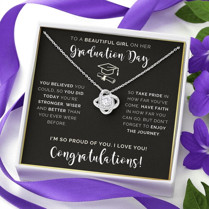 Graduate Her, Graduation Gift Necklace, Graduation Her, College Graduation Her, Senior Graduation, Class of 2023, Gold Love Knot Necklace