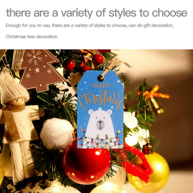 100pcs Christmas Hangtags Decorative Paper Hangtags; Christmas Tree Paper Tags Christmas Tree Labels for Wrapping Decor, Type 7