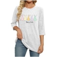 thumbnail image 4 of Mifsaly Ribbed Easter Tshirts for Women Cute Animal Graphic 3/4 Sleeve Shirts Comfortable Breathable Casual Easter Tops Tee XXL, 4 of 7