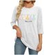 thumbnail image 3 of Camiseta de Cuello Redondo Impresa Casual de Manga 3/4 de Mujer Y Blusas, Tops de Moda de Otoño E Invierno, 3 of 7