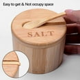 thumbnail image 2 of Bamboo Salt and Pepper Cellars, Salt Storage Bowl with Magnetic Swivel Lid 2pcs Spice Containers with Serving Spoons Pepper Box Engraved with Salt and Pepper for Salt, Pepper, Sugar, Spice (Style 2), 2 of 7