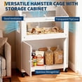 thumbnail image 5 of BouPower 32" Wooden Hamster Cage with Storage Cabinet & Wheels, Small Animal Enclosure for Syrian Hamsters and Gerbils, 40.55”L x 15.75”W x 31.5”H, Deep Base, Ventilated, 5 of 7