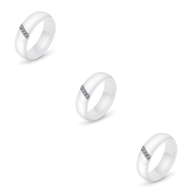 Minnieouse Anillo de circón Blanco Negro Cerámica Titanio Acero Anillos Accesorio de moda Mujeres Pareja Amante Boda Compromiso Joyería Type4 NO4