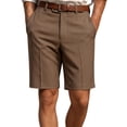thumbnail image 2 of Men's 7-Inch Chino Dress Shorts, Straight Leg Flat Front Casual Shorts, Solid Color Business Casual Summer Golf Shorts with Button Brown, 2 of 5
