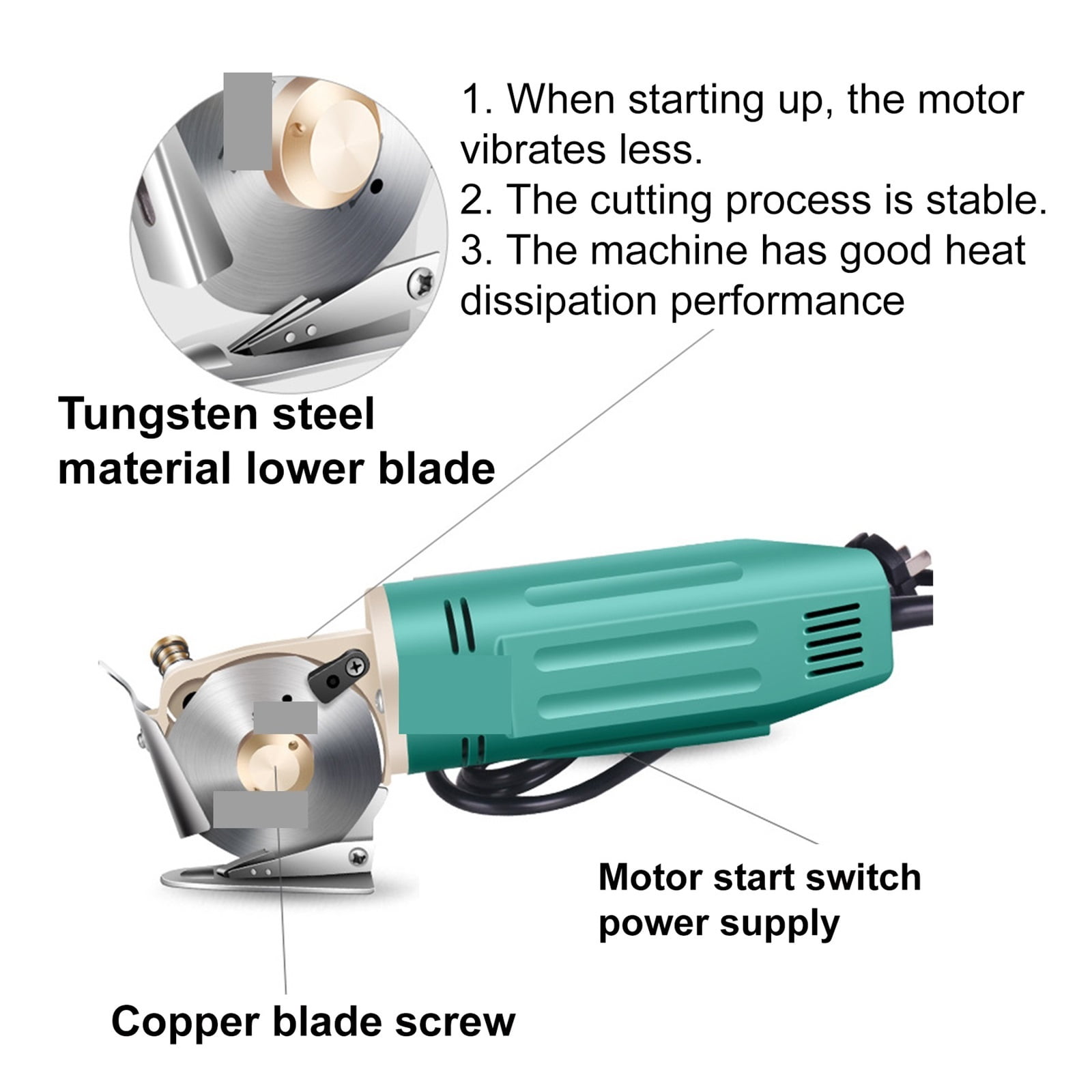 Electric Fabric Scissors Rotary Blade Fabric Tool Leather Fabric Electric Cutter Kit Cutting Saw Tool ,Sharp & Durable