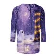 thumbnail image 4 of Enjoytime Halloween Tops for Women Ghost Printed Crew Neck 3/4 Sleeve Shirts Plus Size Fashion Vintage Funny Casual Tees, 4 of 5