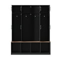 thumbnail image 7 of 75"H Farmhouse Hall Tree with Bench and Shoe Storage, 4-in-1 Entryway Bench with Coat Rack, 4 Hooks and 8 Doors for Mudroom Hallway, Black, 7 of 7