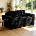 thumbnail image 5 of Convertible Loveseat Sleeper Sofa Bed, Lofka 59''Folding Floor Sofa Bed with 2 Pillows & Pockets for Small Spaces, Corduroy Cloud Sofa for Apartment Living Room, Black, 5 of 13