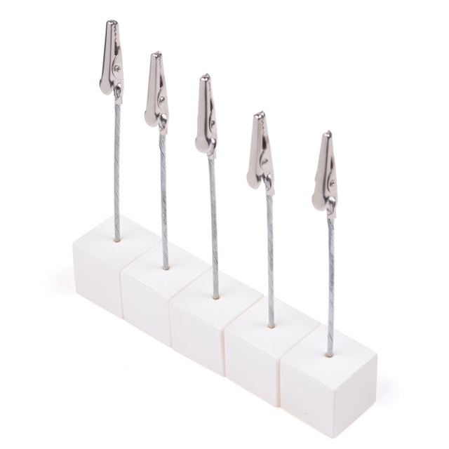 Cosmos 5 Pcs Cube Base Clips Mémo avec Pince Crocodile pour Afficher Numéros Cartes Nom Photos (Blanc)