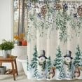 thumbnail image 2 of Snowman Christmas Shower Curtain, 36" x 72", Winter Berries Xmas Tree Squirrels Rustic Waterproof Bathroom Curtain Washable Shower Curtain Set with 12 Hooks, 2 of 6