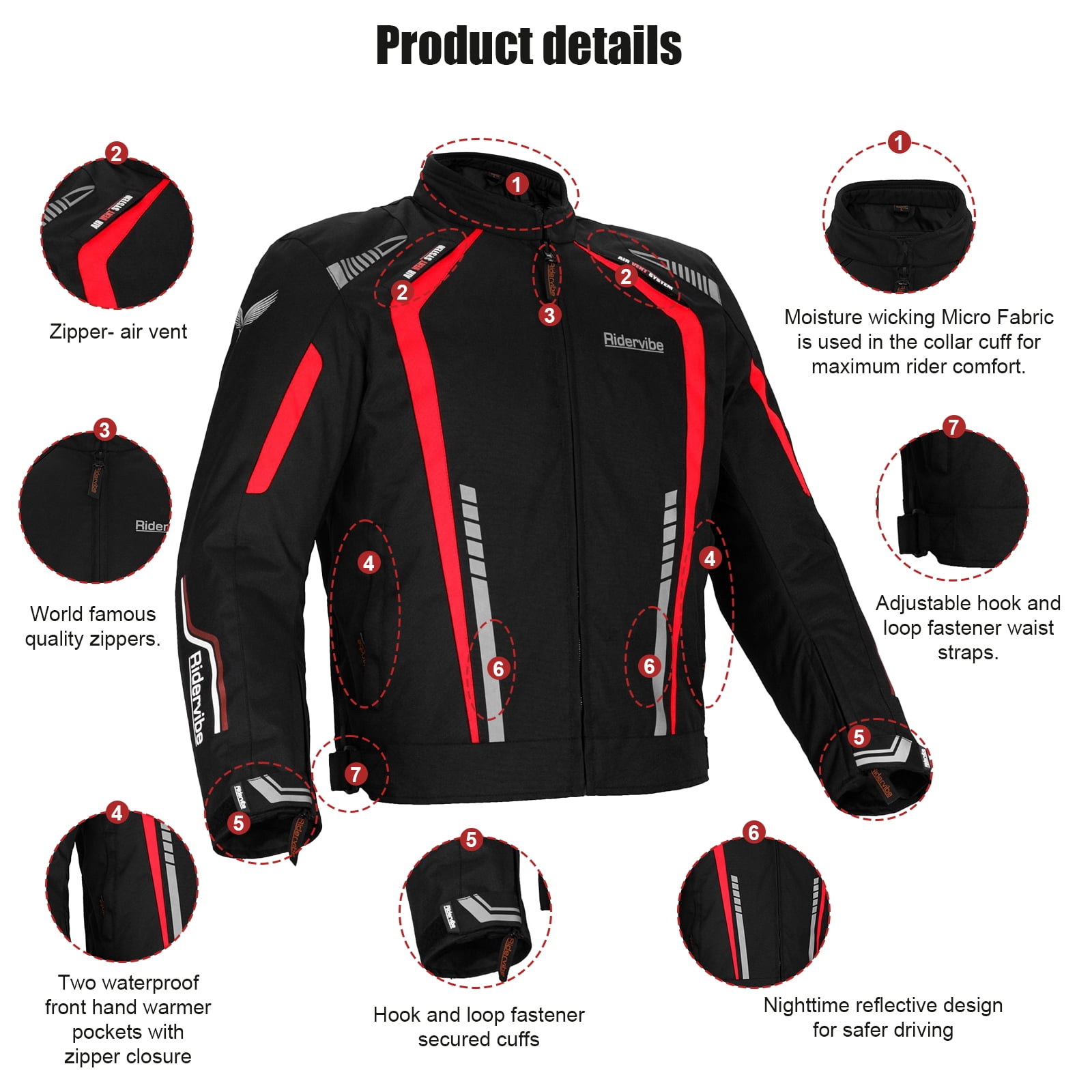 Dream Apparel Men's All-season Motorcycle Jacket for Enduro Dualsport Riding with 600 D polyester, Armor Foam Padding, Visibility