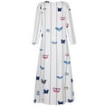thumbnail image 4 of 2023 Dress Fashion New Benchmark HIMIWAY Women's Fashion Retro Butterfly Print V-neck Long Sleeve Pocket Dress White 4XL, 4 of 9