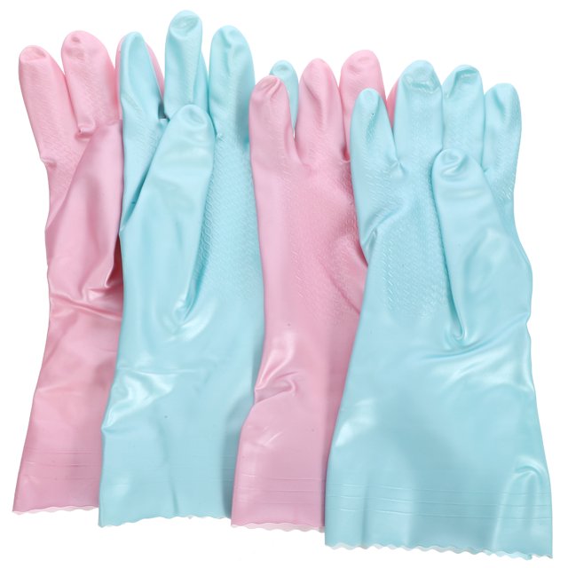 2 pares de guantes para lavar platos, reutilizables, para tareas domésticas, de goma.
