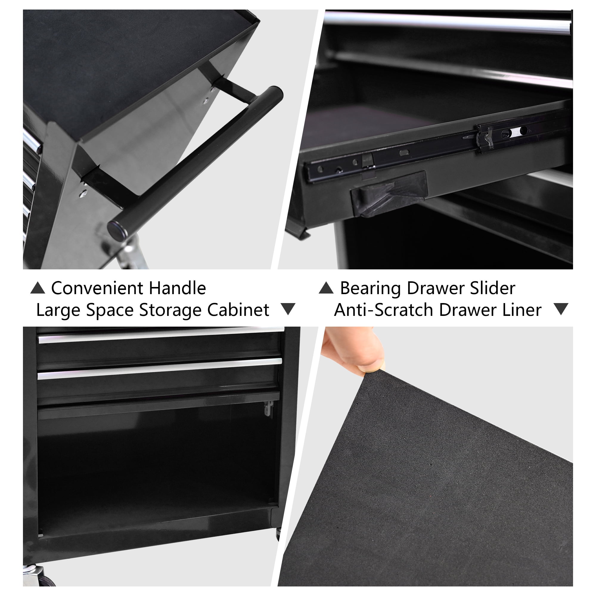 4 Drawers Multifunctional Tool Cart with Wheel Steel Tool Chest Storage Cabinet