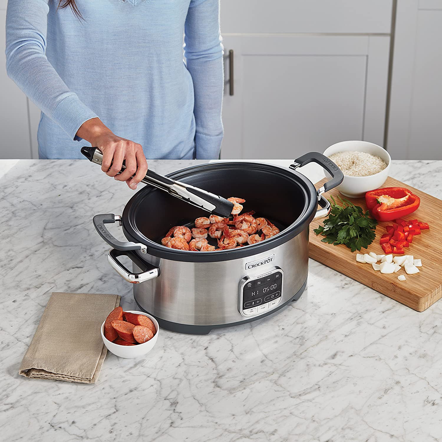 Crock-Pot Smart-Pot 6 Quart Programmable Slow Cooker with Timer, Food  Warmer, Brushed Stainless Steel (SCCPVP600-S): Home & Kitchen 
