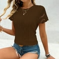 thumbnail image 7 of Summer Sweaters Shirts for Women Lace Trim Eyelet Tunic Tops Hollow-Out TShirts Scooped Neck Short Sleeve T Shirts Seashell Edge Sleeve Shirts Slim Fitted Outfits Lounge Dressy Bussiness Tee, 7 of 7