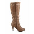 thumbnail image 2 of Win-45 Women's Fashion Knee High Round Toe Slouched High Heel Platform Boots ( Taupe, 8.5 ), 2 of 2