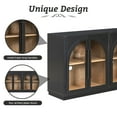 thumbnail image 3 of 4-Door Large Storage Sideboard Buffet Cabinet with Glass Doors,Arched Cabinet with Adjustable Shelves for Kitchen,Dining Room and Living Room, 3 of 7