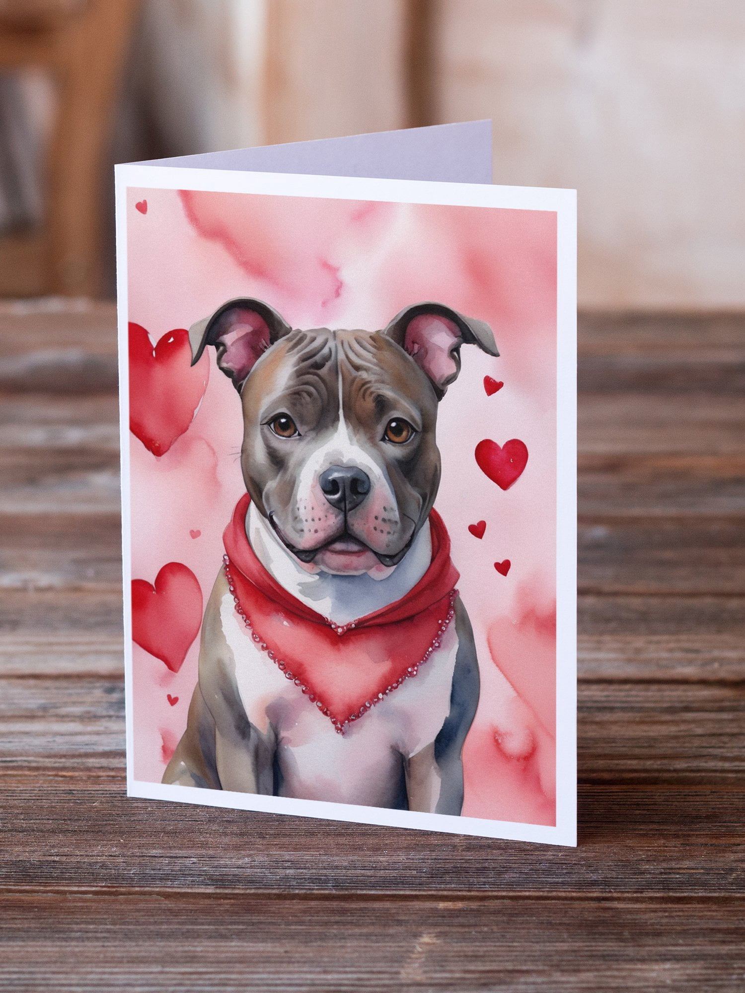 Staffordshire Bull Terrier My Valentine Greeting Cards Pack of 8 7 in x 5 in